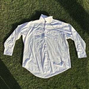 Vintage ELY Cattleman Western Shirt XXL White Pearl Snap Cowboy